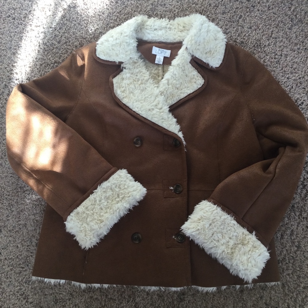 Ann Taylor Loft Women's Faux-Shearling Double-Breasted Jacket